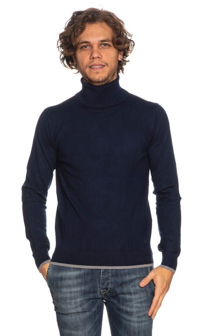 Maglione Uomo con toppe sui gomiti Blu chiaro YES ZEE- Francavilla Moda